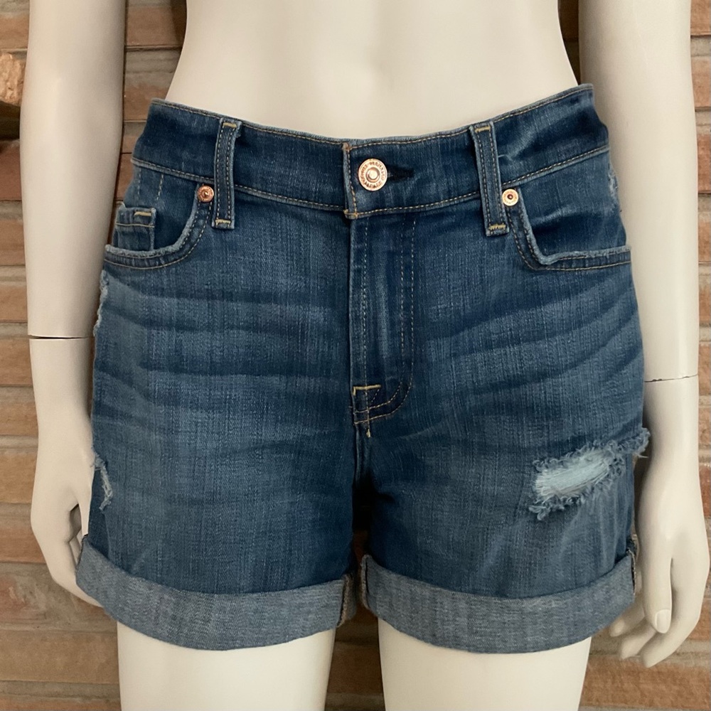 7 For All Mankind Roll Cuff Jeans Shorts 27 - Picture 2 of 11